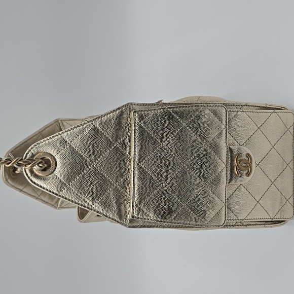 CHANEL Chain Coco Mark Matelasse Caviar Gold 25 Small AS5293 - COA Included - Picture 12 of 17